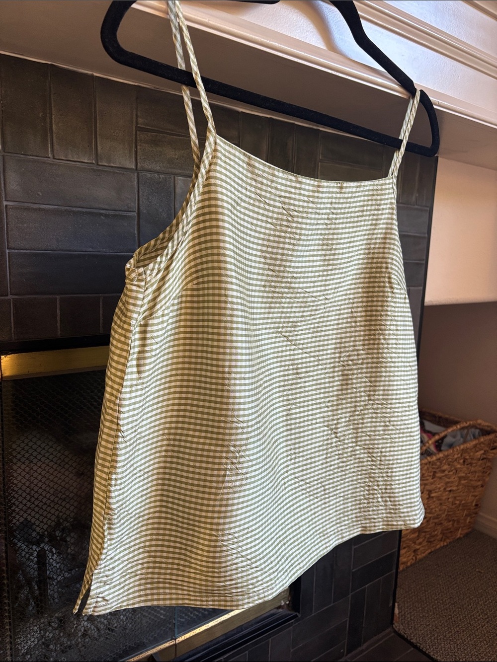 DONNI. Taffeta Shell Tank in Green Gingham - Picture 8 of 8